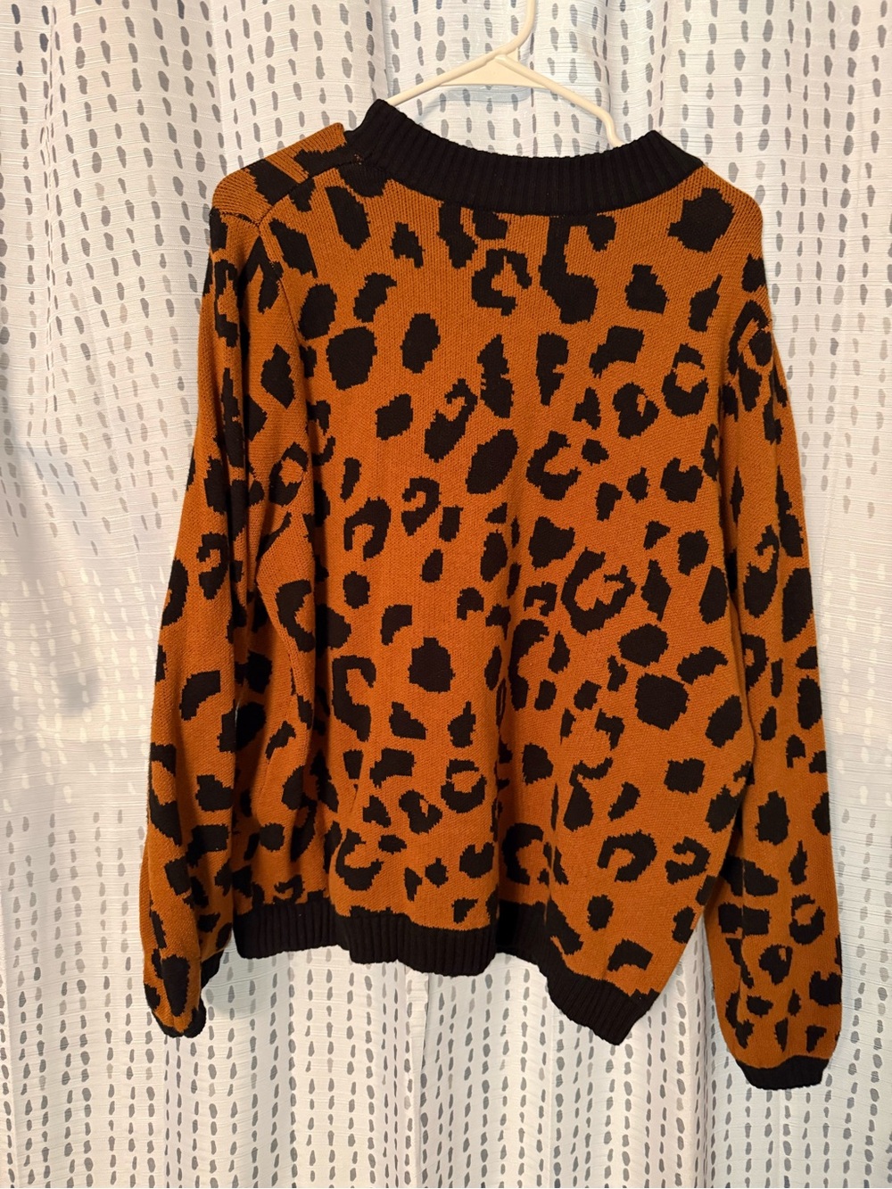 WHO WHAT WEAR | Leopard Print Crewneck Sweater - Black and Brown